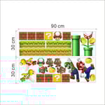 Två delar 30×90 cm Super Mario Stickers Dekorativa väggdekaler för barnrum