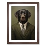 Labrador Retriever in a Suit Painting No.3 Framed Wall Art Print, Ready to Hang Picture for Living Room Bedroom Home Office, Walnut A2 (48 x 66 cm)