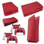 GNG PS5 Console Carbon Red Skin Decal Vinal Sticker + 2 Controller Skins Set