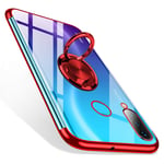 kadixini Huawei P30 Lite Case, Crystal Clear Silicone with Finger Ring Grip Kickstand Holder Rubber Bumper Slim Thin Shockproof Drop Protective Cover for Huawei P30 Lite - Red