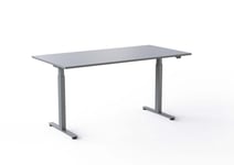 Wulff Hev senk skrivebord 160x80cm Lys grå laminatplate RAL 7047 Färg på stativ: Sølv - bordsskiva: