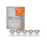 LEDVANCE Spot Subsiders in 5-Pack, Including 5X Gu10 Lamps (5X 2.6W), Brushed Nickel, Metallic Housing, Ip20 Protection