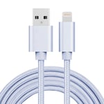 Lightning Till Usb Kabel I Tyg För Iphone, 2m Silver