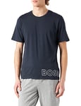 BOSS Mens Identity T-Shirt RN Pyjama T-Shirt in Stretch Cotton with Outline Logo Blue