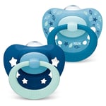 Baby Soothers Dummy Pacifier Blue BPA Free Silicone 6-18 Months Pack Of 2 Nuk