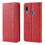 LLLi Mobile Accessories for HUAWEI Retro Crazy Horse Texture Horizontal Flip Leather Case for Huawei Y6 Pro (2019), with Holder & Card Slots & Photo Frame(Black) (Color : Red)