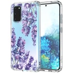 MOSNOVO Galaxy S20 Case, Lavender Floral Flower Pattern Clear Design Transparent Plastic Hard Back Case with TPU Bumper Protective Case Cover for Samsung Galaxy S20