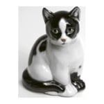 Katt Mini Porslinsfigur 15cm, Vit/Svart