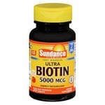 Sundance Vitamins Ultra Biotin Tablets Natural Berry Flavor 5000 mcg 30 Tabs By