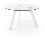 KAVE HOME Table de salle à manger Carib ronde ø 130 avec plateau en verre et pieds acier chromé blanc - Transparent Kave Home