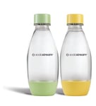 SodaStream DuoPack Fuse Lot de 2 bouteilles en plastique de 0,5 l, passent au lave-vaisselle, jaune/vert, 19 cm de haut