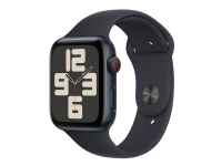 Apple Watch SE (GPS + Cellular) - 2a generation - 44 mm - midnattsaluminium - smart klocka med sportband - fluoroelastomer - midnatt - bandstorlek: S/M - 32 GB - Wi-Fi, LTE, Bluetooth - 4G - 33 g