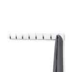 Umbra Flip 8-Hook Wall Mounted Coat Rack, Modern, Sleek, Space-Saving Coat Hanger with 8 Retractable Hooks to Hang Coats, Scarfs, Purses and More, White/Nickel