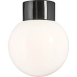 Tak- och vägglampa Classic Glob svart, 180 blank opal E27