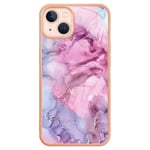 iPhone 15 Hybrid Plastdeksel - Rosa Marmor