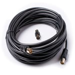 5M TV Aerial Coaxial Cable Male to Male, Satellite Cable RF TV Antenna Coax Lead to PAL Male Gold Plated Connectors Black Flylead for Sky/SkyHD, Virgin, BT,TV, VCR or DVD players with Coupler