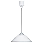 TRIO, Suspension, Diego 1xE27, max.60,0 W Verre, Blanc, Corps: Plastique, Couleur aluminium Ø:30,0cm, H:125,0cm IP20