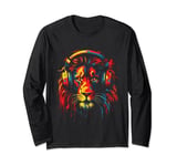 Vibrant Lion Headphones Graphic Tees Men Women Boys Girls Long Sleeve T-Shirt