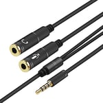 Kurphy 32CM Compact Size Flexible 3.5mm Stereo Audio Male to 2 Female Headset Mic Y Splitter Cable Adapter Cable