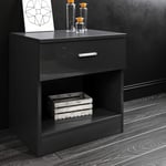 450mm Bedroom Furniture Set Beside Table Cabinet with 1 Chest of Drawer and 1 Shelf High Gloss Black Bedroom Bed Side Storage NightStand Telephone Side Table Unit