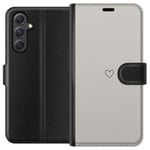 Samsung Galaxy A35 Svart Plånboksfodral Grått hjärta