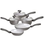 Prestige Earth Pan Induction Hob Pan Set - 5 Piece Non Stick Pots and Pans Set, Dishwasher Safe Cookware Made in Italy of Recycle & Recyclable Materials, Saucepans & Frying pans