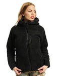 Brandit Women's Teddy Fleece Jacket Hood, Black, L