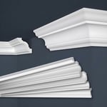 Marbet Design - Moulures en stuc blanc et clair, coffrage xps Styropor, paquets d'épargne Marbet Series-E: E-15 / 80x80mm, 2 mètres / 1 bande