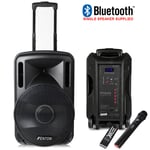 Portable PA System Active Speaker Battery Powered Bluetooth & UHF Microphone 12"