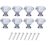 Diamantformade knoppar i glas Transparent/Silver 8 st 4x3cm