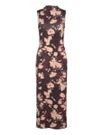 Mango Midi Printed Dress Burgundy