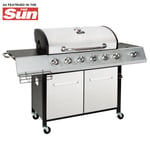 Sydney Premium 6 Burner Gas BBQ with side burner - Stainless Steel