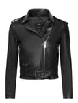 Faux-Leather Biker Jacket Läderjacka Skinnjacka Black Mango