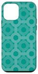 Coque pour iPhone 12 mini Teal Turquoise Circles Lines Hexagonal Oceanic Pattern
