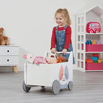 Liberty House Toys Cat and Dog Kids Wooden Push Along Walker, White and Grey