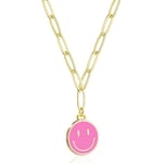 Färgglatt Smiley Halsband 14K Guldpläterat Pappersklämma Halsband Preppy Smycken