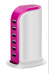 Usb Travel Adapter, Sailboat Multi-port Usb Travel Charger with 6 USB Usb Fast Charging Power Adaptors (hot pink,UK Plug)