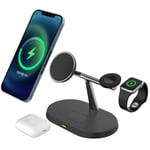 3-i-1 MagSafe trådlös laddare för iPhone / Apple Watch / AirPods Svart