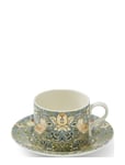 William & Morris Teacup & Saucer – Strawberry Thief 0,28L Home Tableware Cups & Mugs Tea Cups Multi/patterned Morris & Co