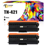 2 Black Toner Compatible For Brother TN421 HL-L8260CDW HL-L8360CDW DCP-L8410CDW