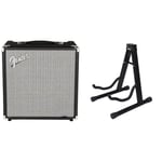 Fender Rumble 40, Bass Amp, 40W, Suitable For Electric Bass Guitar, Black/Silver & KEPLIN Guitar Stand A Frame Foldable Universal Fits All Guitars Acoustic Electric Bass Stand A (Guitar Stand)