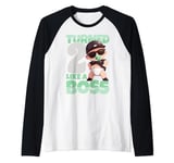 Turned 2 Years Like a Boss 2nd Birthday Baby Boy Girl Kids Raglan Baseball Tee