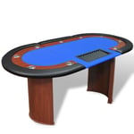 Pokerbord för 10 spelare med dealer 208x107x81 cm - Blå