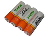 Lot de 4 batteries vhbw AA, Mignon, HR6, LR6 2500mAh pour Logitech G602, G700, G700s, Harmony 600, 650, 700, 350, console V-Tech