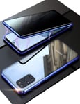 KumWum Galaxy S20+ Case Privacy Clear 9H Tempered Glass Front and Back Full Body Magnetic Adsorption Shockproof with Metal Bumper Anti Peep Phone Cover for Samsung S20 Plus, Blue