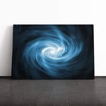 Big Box Art Canvas Print Wall Blue Abstract Fractal Art (7) | Mounted and Stretched Box Frame Picture | Home Decor for Kitchen, Living, Dining Room, Bedroom, Hallway, Multi-Colour, 20x14 Inch