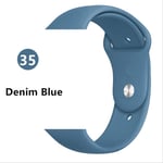 SQWK Strap For Apple Watch Band Silicone Pulseira Bracelet Watchband Apple Watch Iwatch Series 5 4 3 2 38mm or 40mm ML Denim Blue