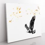 Bald Eagle in Flight in Abstract Modern Canvas Wall Art Print Ready to Hang, Framed Picture for Living Room Bedroom Home Office Décor, 35x35 cm (14x14 Inch)