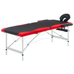 vidaXL Hopfällbar massagebänk 2 sektioner aluminium svart och röd 110230