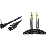 ROLAND BOSS Bmidi-5-35 3.5 Mm Stereo Jack/Midi, Angled 3.5 Mm Trs (Male) To 5-Pin Midi (Male) & UGREEN 3.5mm Audio Cable Aux Headphone Lead Braided Stereo Mini Jack Male to Male Auxiliary TRS Cord